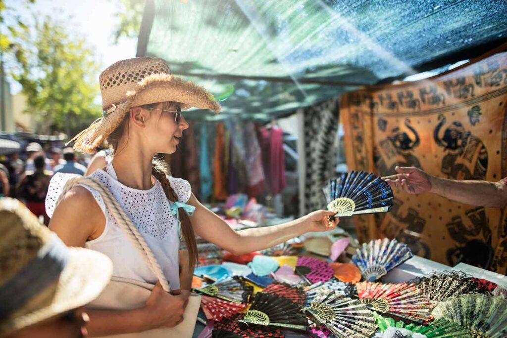 Craft fair, handmade fan stand